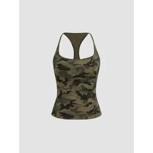 Cider Cotton-blend Camo Cami Top