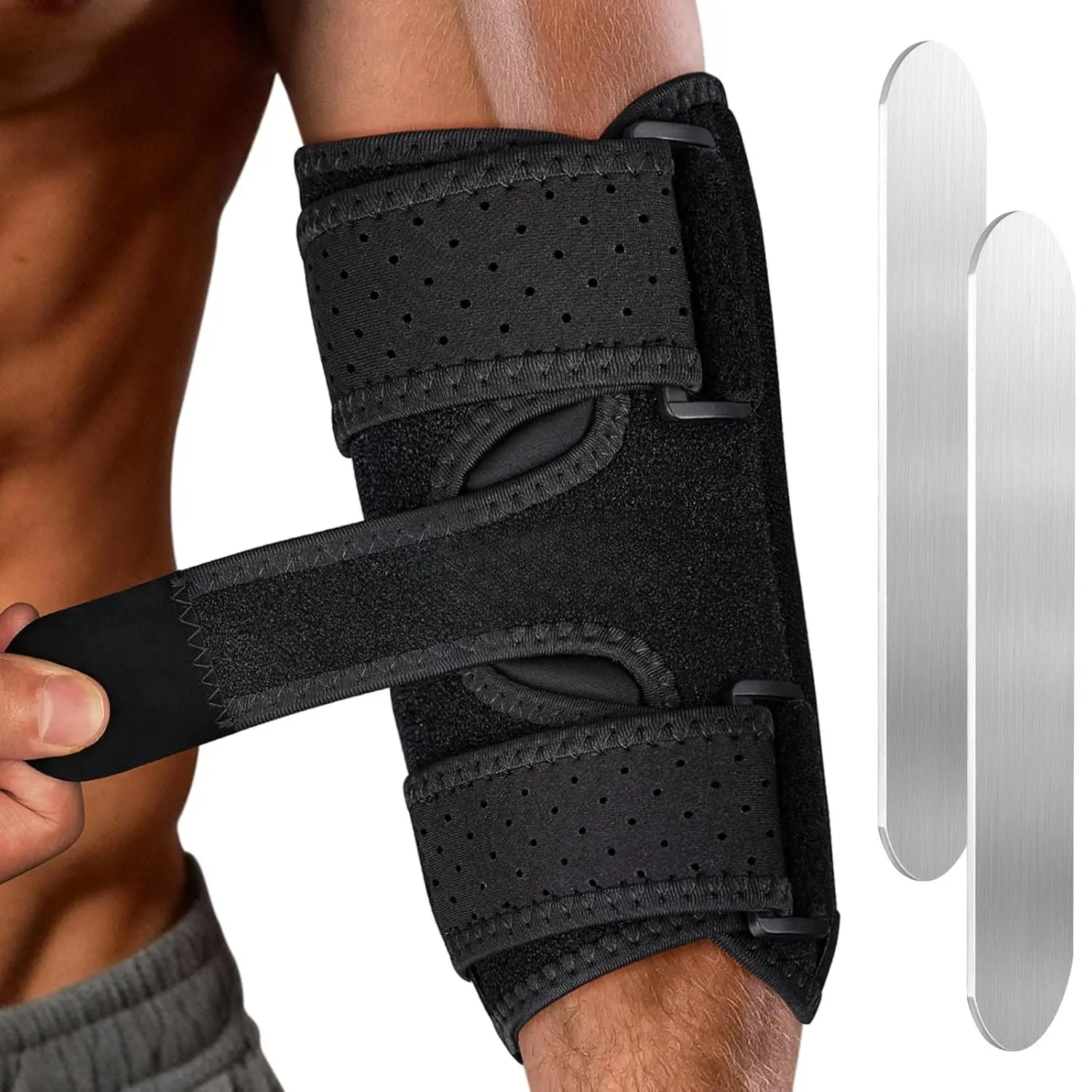 Elbow Brace, Elbow Splint for Cubital Tunnel Brace for Sleeping-Immobilizer for Ulnar Nerve Brace Elbow Pain fit Men & Women