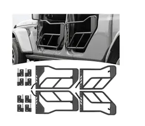 Tube Doors with Side View Mirror for 2018-2024 Jeep Wrangler JL JLU & Gladiator JT 4-Doors (Includes 4XE) 4-piece set Off Road Summer Trail Adventure