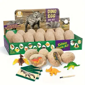 Dinosaur Fossil Dig Egg Set, 12 Unique Dinosaur Eggs with Cute Discoveries, Perfect Easter Party Supplies, Ideal Birthday Gift