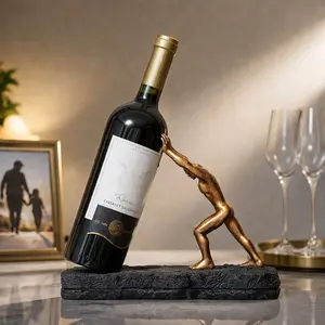 Elegant European Resin Wine Rack Figurine, Luxury Creative Design, Artistic, Perfect for Home and Office Decor, Ideal Bookshelf Display