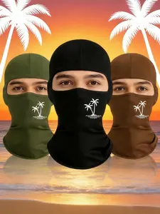 3pcs/2pcs/1pc Unisex Coconut Tree Printing Balaclava Mask Ski Mask for Men Women Suitable for Outdoor Sports Daily Wear Gift Hat