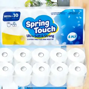SpringTouh Local 10 Roll Paper Super Soft Strong 4 Layers Durable Thick Undyed Toilet Wipes for Hotels Dining Cars Offices Toilet Wipes