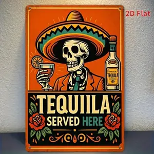 Aluminum Bar Wall Decor Vintage Tequila Art Rustic Mexican Style Aluminum Sign for Home Kitchen 8x12 Inch