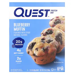 Quest Nutrition Protein Bar, Blueberrry Muffin , 4 Bars, 2.12 oz (60 g) Each