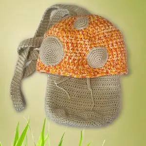 handmade crochet mushroom bag