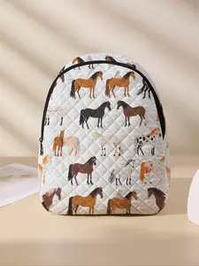 Horse Pattern Backpack, Lightweight Durable School Bag with Lunch Pocket, Cute Student Backpack for Primary School, Middle School and University