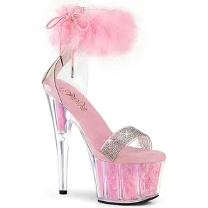 Pleaser Adore-727F Women's Clear/Baby Pink Platform High Heels - Classy, Elegant, Stylish Decor-Enhanced Footwear, Fashion