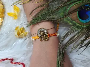 Krishna Kundan Rakhi | Raksha Bandhan | Handmade | Customized | Personalized | Crystals | Gem | Indian Bracelet | Rakhi for brother | Rakhri