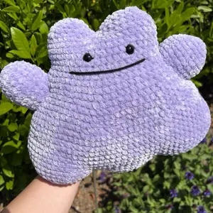Crochet Blob Plush - Handmade Gift for Gamers and Anime Fans - Handmade Crochet Purple Plush