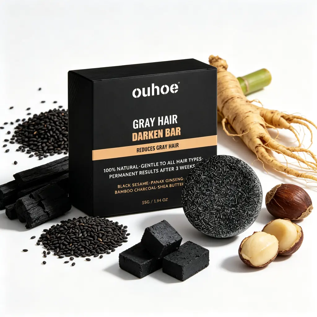 OUHOE Men's Gray Hair Reverse Shampoo Bar – Natural Darkening Soap for Hair & Beard | Deep Cleanse, Nourish, Thicken & Rest  Shine | Anti-Gray Hair Growth Treatment. gifts for menore