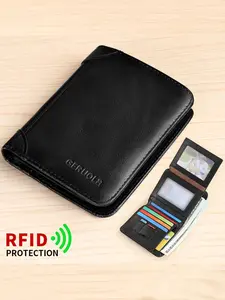New Men's Leather Wallet, Ultra-Thin Rfid-Protected, 3-Fold Design, Large Capacity, Business & Commute, Anniversary Gift, Rfid Blocking Wallet, Business Wallets