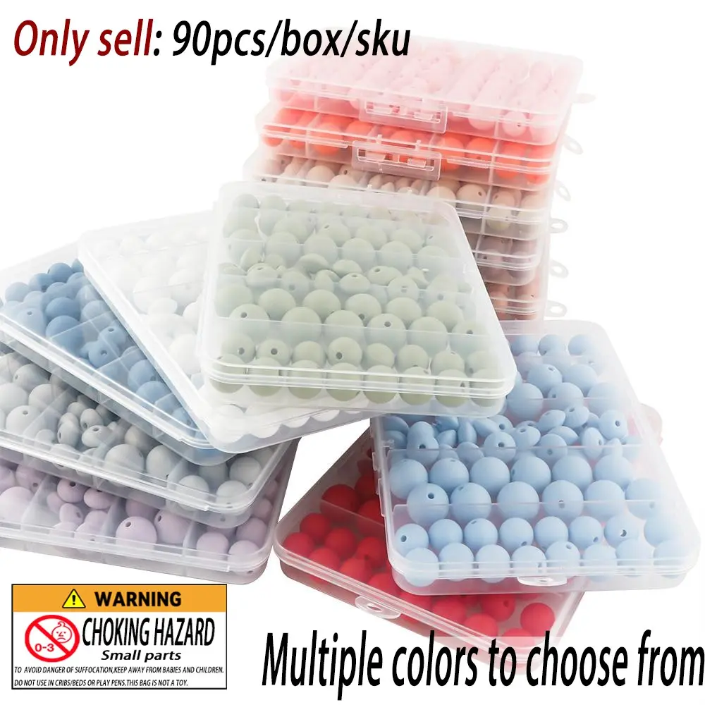15mm & 12mm Silicone Round Beads, 90pcs/box Mixed Shaped Beads, DIY Jewelry Making Supplies for Bracelet Necklace Earrings Pendant, DIY Jewelry Decoration, DIY Galaxy Beads, Beads for Bracelets, Beads Wholesale