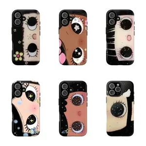 Dreamy INS Glitter Big Eyes Comic Girl Phone Case,For iPhone 17 16 15 14 13 12 11 for Samsung S21 S22 S23 S24 S25 Phone Case,Gift for fans and familyPhone Accessories