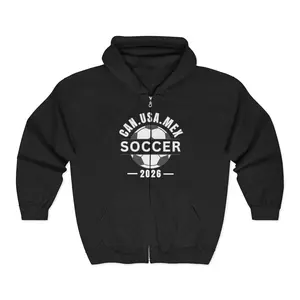 Soccer Cup 2026 CAN USA MEX Hoodie | Soccer Fan Zip-Up Jacket