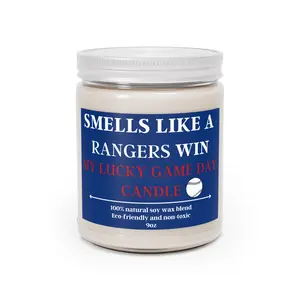 Smells Like a Rangers Win Candle Baseball Fan Gift 9oz. Scented Decor. Gift for Football Fan, Texas, Family and Friends. Lucky Charm Candle Gift Scented Decor
