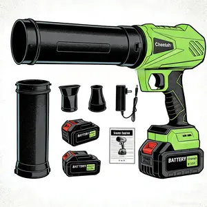 Turbo Leaf Blower 21V Cordless with 2 Batteries Adjustable Speed Car & Garage Cleaner Pure Copper Motor 680W Power Perfect Christmas Gift