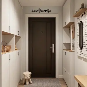 Love You Goodbye Sign with Heart - Black Metal Horizontal Wall Decor, Door Hanging Sign, No Batteries/Electricity Needed, Smooth Font & Heart Accents, Suitable for Hallways, Entryways, Doors - Modern, Housewarming Gift