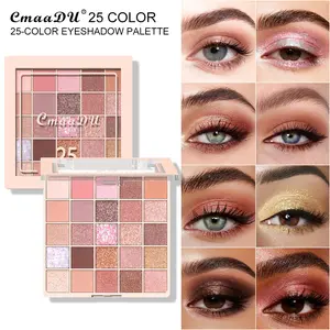 Cmaadu 25 Color Pearl Matte Compact Glitter Shimmer Eyeshadow Palette, Rich Colors, Smooth Soft Texture, No Clumps, Long-Lasting Makeup, Women's Cosmetics, Holiday Gift