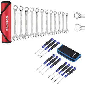 10-Piece Precision Screwdriver Set + WORKPRO 12-Piece Premium Combination Wrench Set