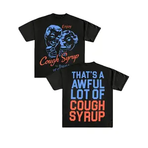 Men's Casual Graphic T-Shirt - "Enjoy Cough Syrup Breakfast of Champions" Funny Print, Round Neck, Short Sleeve, Pure, Blue, Allseason Apparel |   Humorous Print |   Pure Tee