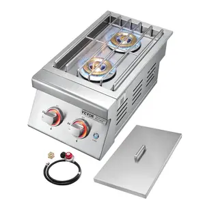 VEVOR Double Grilling Side Burners, 2x 15, 000BTU Liquid Propane Side Burner for Outdoor Kitchen, Convertible to Natural Gas, 304 Stainless Steel Built - in Double Grill Burners for BBQ Grill IslandVEVOR Super Brand Day