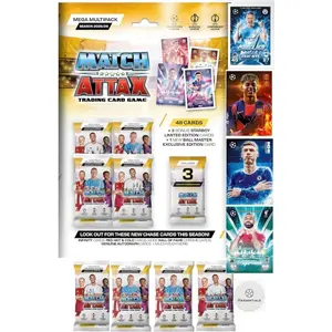 Match Attax New Mega Multipack 25/26 Soccer Cards Includes 48 Cards + 3 LE Cards + Bundle with Hassentials Sticker, 2026 Soccer Cards