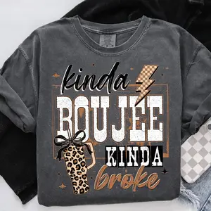 Coquette Choco Leopard Kinda Boujee Kinda Broke Shirt, Coquette Bow Snarky, Motivation Tee, Antisocial Shirt