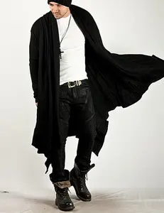 COOFANDY Personalized and Fashionable Long Hooded cardigan with ruffle edge shawl collar, lightweight draped cape jacket with pockets