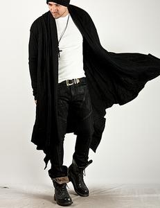 COOFANDY Personalized and Fashionable Long Hooded cardigan with ruffle edge shawl collar, lightweight draped cape jacket with pockets