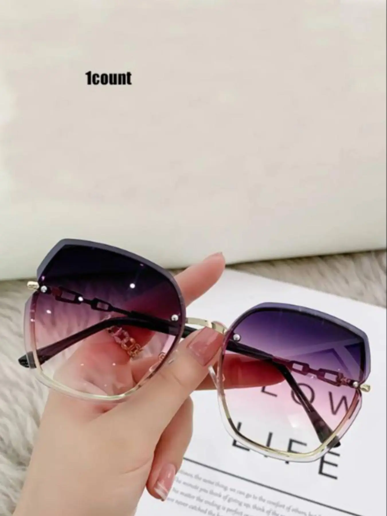 Vintage Simple Ombre Tinted Lens Sunglasses for Everyday Use, Retro Outdoor Large Size Square Frame Fashion Sunglasses, Travel Accessories for Driving