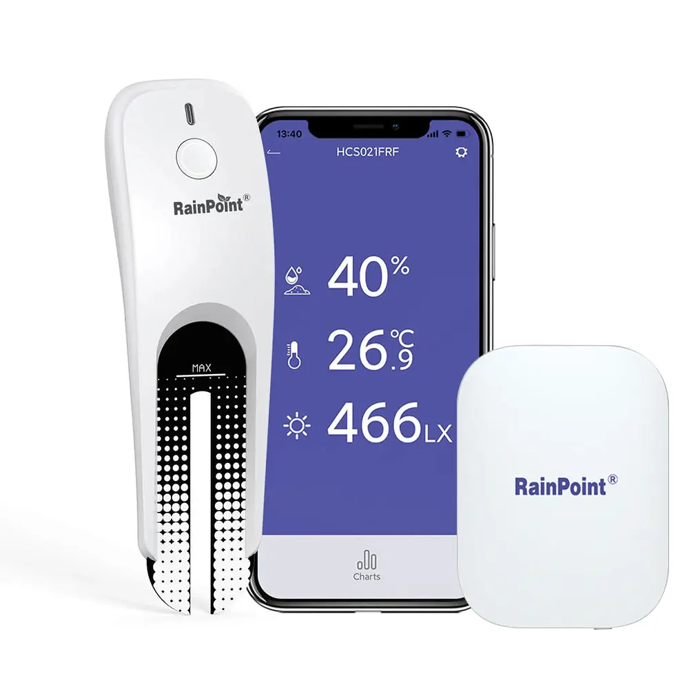 RainPoint Wi-Fi Soil Moisture & Temperature Monitor – Smart Garden & Farm Sensor with Gateway Hub