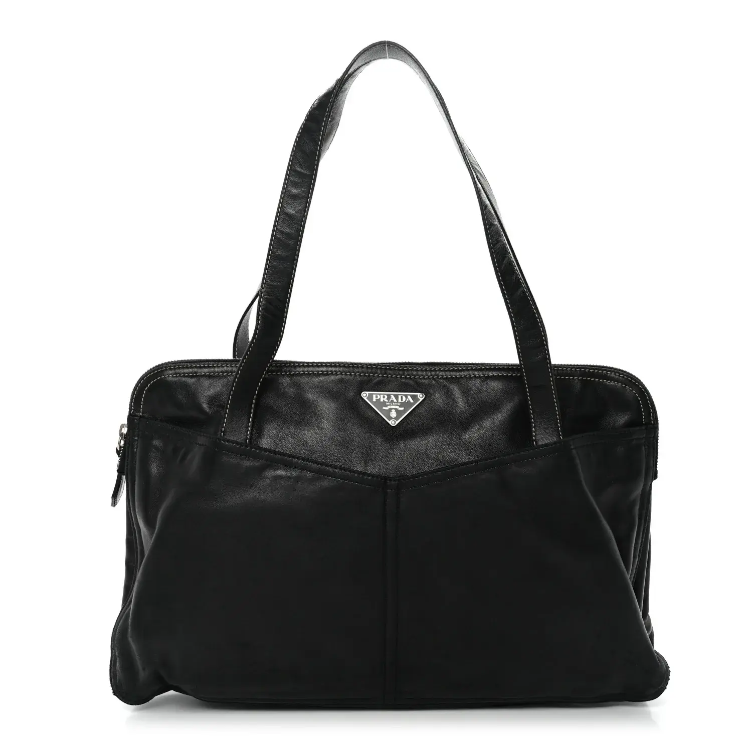 Pre-owned PRADA Leather Shoulder Bags Nappa Pocket Satchel Black