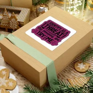 I Identify As A Threat My Pronouns Are Try Me Sticker | Kiss-Cut Sticker