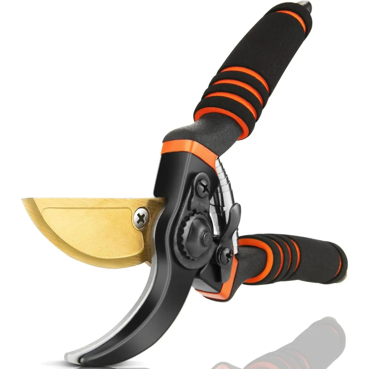 8-Inch Heavy-Duty Metal Bypass Pruning Shears, SK5 Steel Titanium-Coated with Safety Lock, Professional Handheld Garden Tool for Beginner Gardeners & Branch Trimming