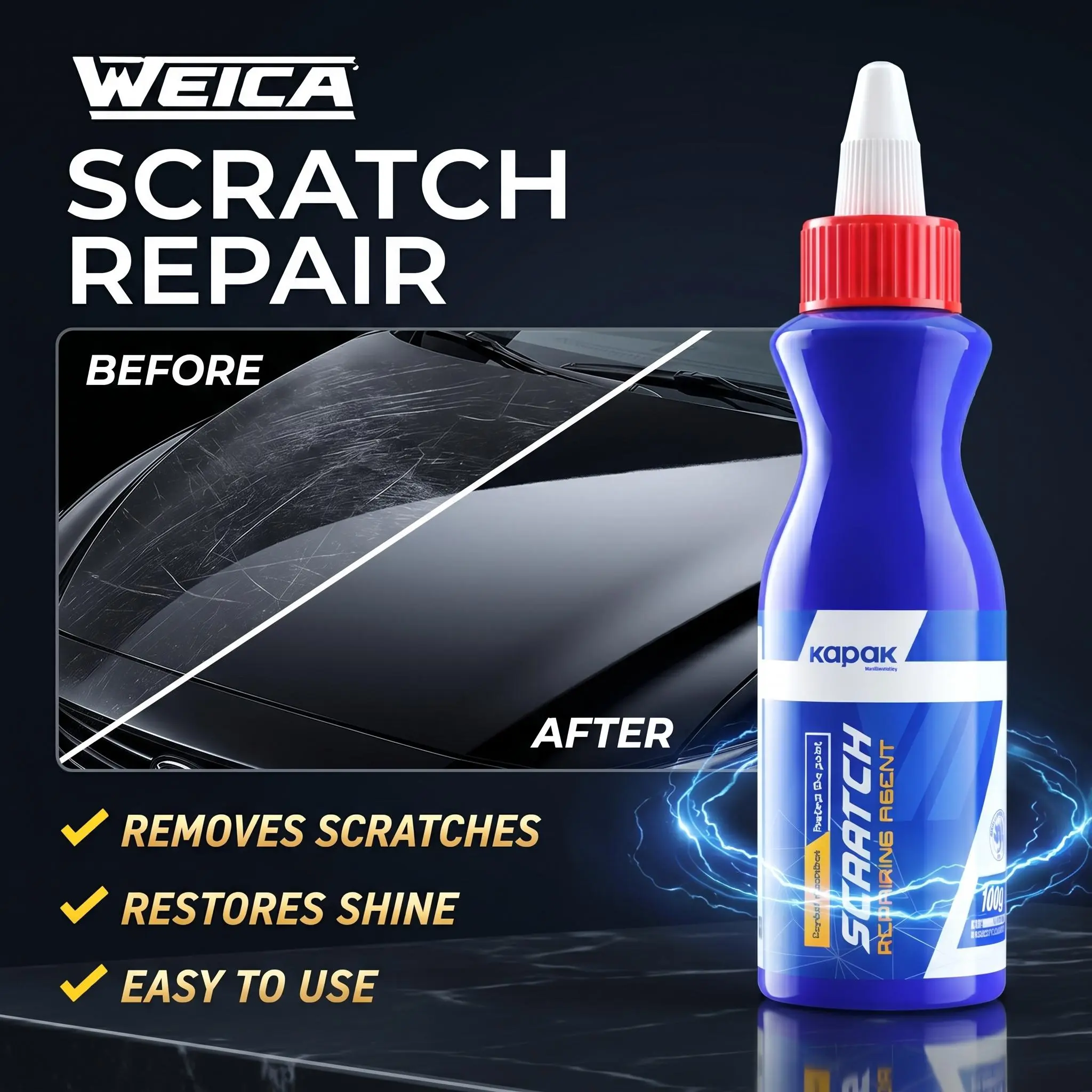 WEICA 100g Car Scratch Remover, Simple Car Paint Polishing Cream for Removing Surface Marks, Removes Scratches and Restores Shine