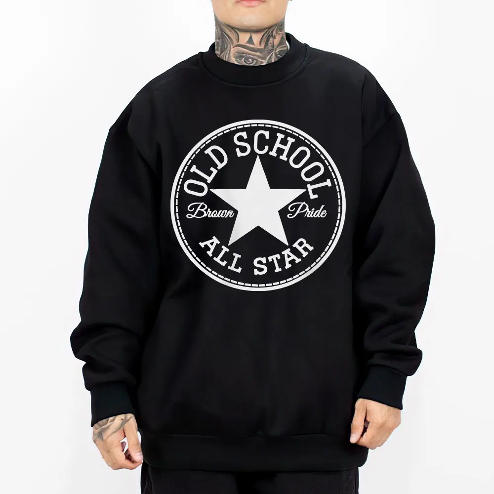 Old school all star Chicano Clothing, Hiphop Mexican Clothes, Lowrider Clothes, Oversized Graphic Tee Medium Heavy Sweatshirt Hoodie for Men & Women Full size S-5XL