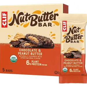 CLIF Nut Butter Bar - Chocolate Peanut Butter - Energy Snack Bars - Non-GMO - USDA Organic - Plant Based - Low Glycemic - 1.76 oz. (5 Pack)