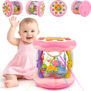 Fun Baby Hand Drum Musical Light Up with Rotating Lights, 8 Music Rhythms, Attracts Babies' Grip, Promotes Crawling, 12 Months+, Requires Aa Batteries