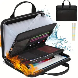 Large Capacity File Folder, 1 Count Fireproof & Waterproof Storage Bag, Portable File Organizer, Office Stationery & Supplies