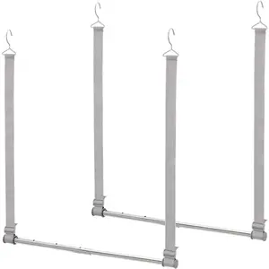 Closet Rod, Adjustable Width and Height Closet  Organizer, Space-Saving Clothes  Bar, Closet Extender  Rod Double Closet  Rod, 2 Pack Webbing