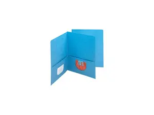 Smead 87852 Two-Pocket Portfolio, Embossed Leather Grain Heavy Paper, Blue, 25/Box