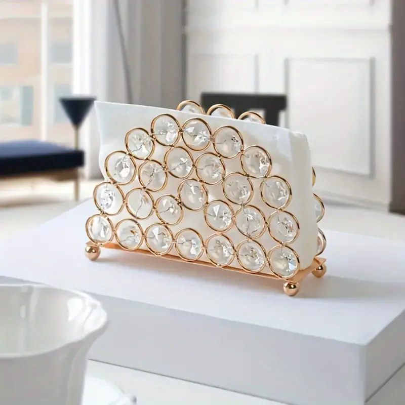 Luxury Crystal Napkin Holder, Elegant Table Decor Ornament, Ideal for Dining Table & Kitchen, Freestanding Stylish Design