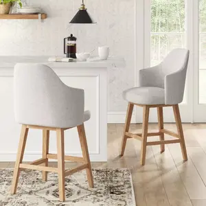 Threshold™ Kinston Swivel Upholstered Counter Height Barstool – Curved Back Kitchen Stool with Padded Seat