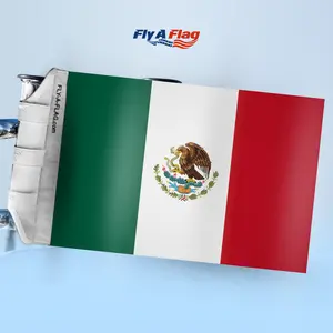FlyAFlag Mexican Flag Kit No Drill Mount for Boats Golf Carts ATVs Campers 12 x 18 Rugged Poly Nylon Blend Double Stitched Fade Resistant with Velcro Straps