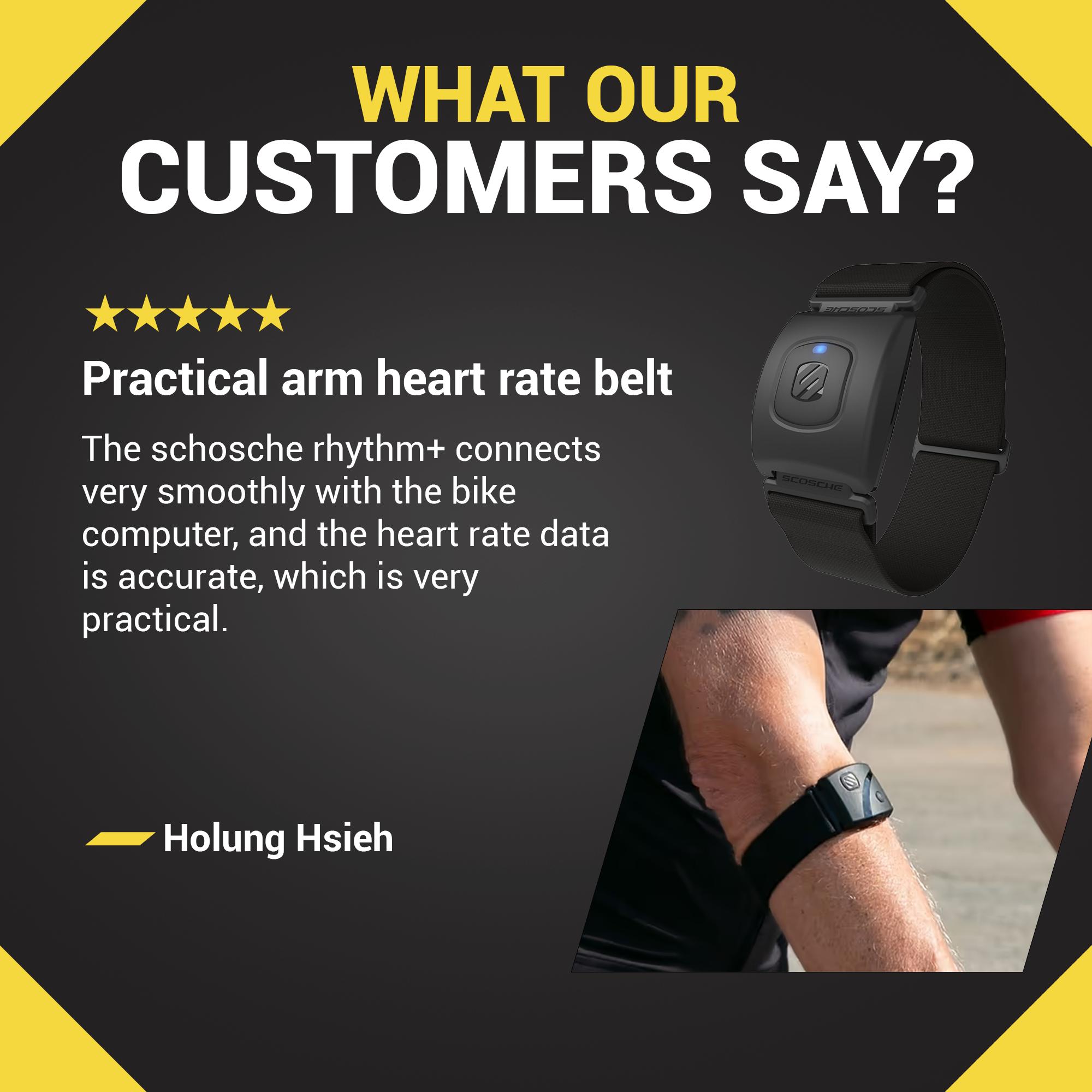 Scosche Rhythm+2.0 Armband Heart Rate Fitness Monitor - Bluetooth, Waterproof, Dustproof, 24-Hour Battery Life, Wireless Range 100 ft, Green/Yellow Sensor