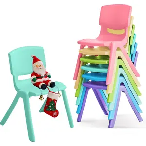 6Pcs Stackable School Chairs, Colorful Kids Plastic Chair for Toddlers with 11'' Seat, Kids Flexible Seating for Classroom Elementary, School, Daycare, Outdoor, Classroom Furniture (Light Colors-6PCS)