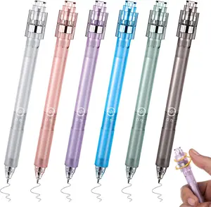 6 count Fidget Spinner Pens for Adults Black Ink Gel Pens with Fidget Ball    Pen Spinning Pen for School Supplies Office Journaling (Hexagon,Multicolor)