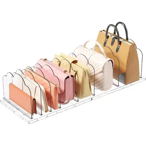 Purse Organizer for Closet, Clear Handbags Storage Organizer, Adjustable Clutch Purse Storage Organizer Holder for Closet, 2 Pack Bookshelf Dividers for Sweater in Bedroom 35 x 24 cm/14 * 9.5"