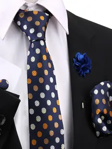 Men's 4-Piece Casual Striped Hanky Cufflinks Brooch Set, Striped Print Tie, Fashion Accessory Perfect Gift for Best Man, Ideal for Formal Occasions